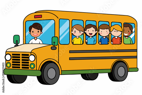 School bus art vector illustrator