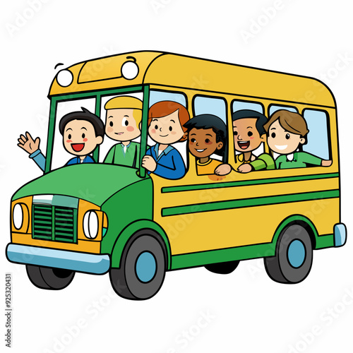 School bus art vector illustrator