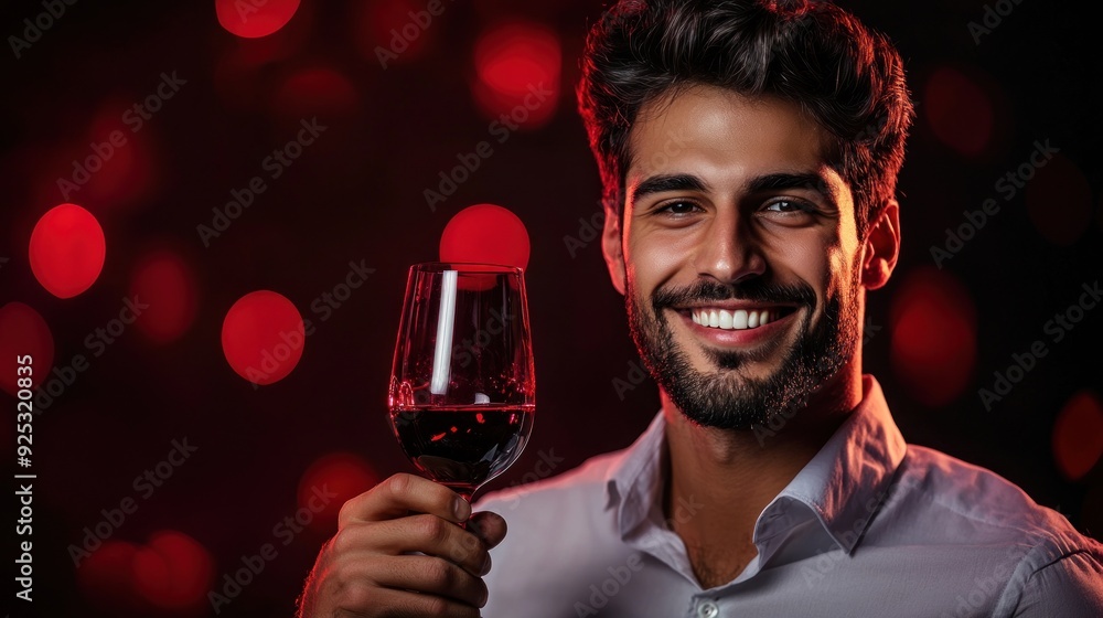 Smiling Man with Red Wine