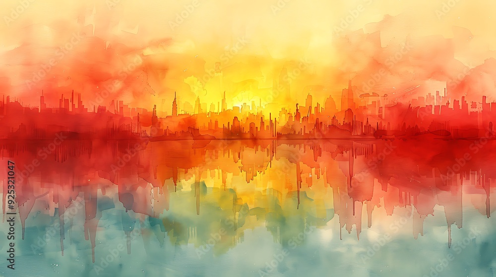 Watercolor Spanish flag, red and yellow stripes rippling gently against a light background with subtle hints of cathedral arches, serene and majestic. --ar 16:9 --v 6.0 Watercolor Spanish flag, red and yellow stripes rippling gently against a light background with subtle hints of cathedral arches, serene and majestic. --ar 16:9 --v 6.0