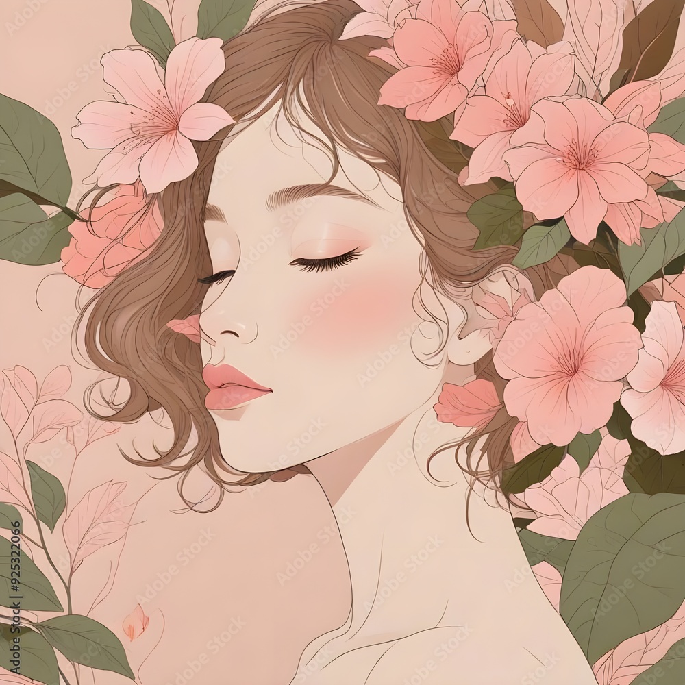 illustration of a beautiful woman's face in pastel tones illustration of a beautiful woman's face in pastel tones