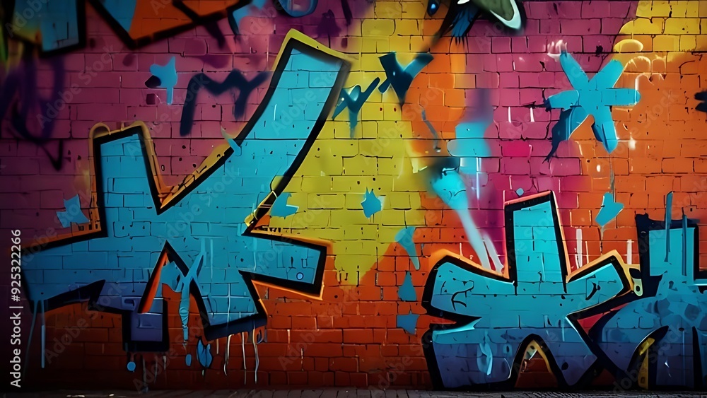 Fototapeta premium Abstract graffiti wall with a dynamic and colorful background