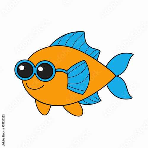 Pez con gafas de sol art vector illustrator