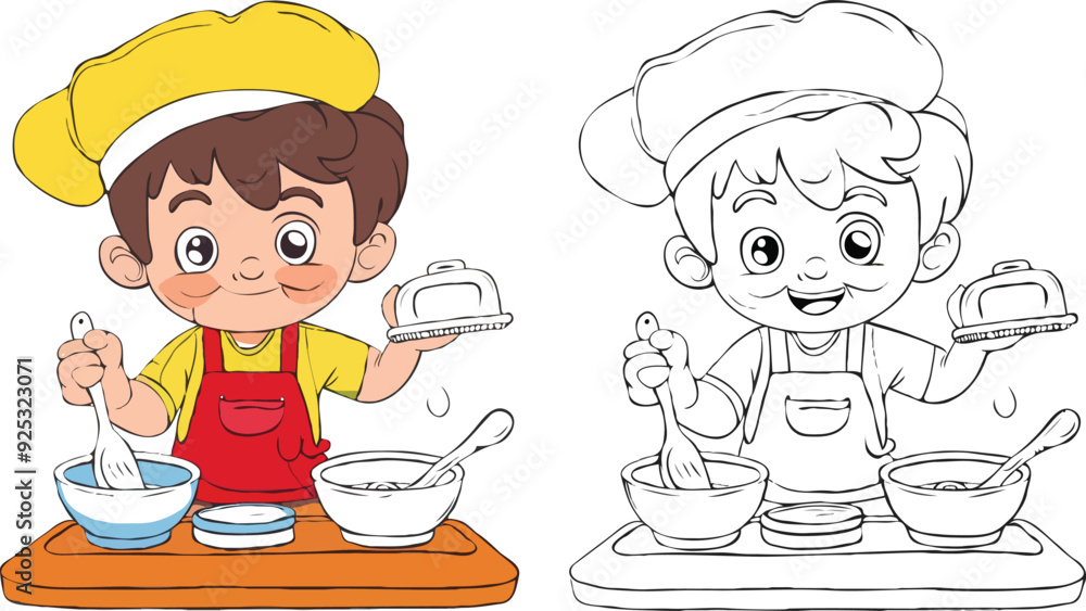 coloring page simple drawing of cartoon character clean up the house, coloring book coloring page simple drawing of cartoon character clean up the house, coloring book