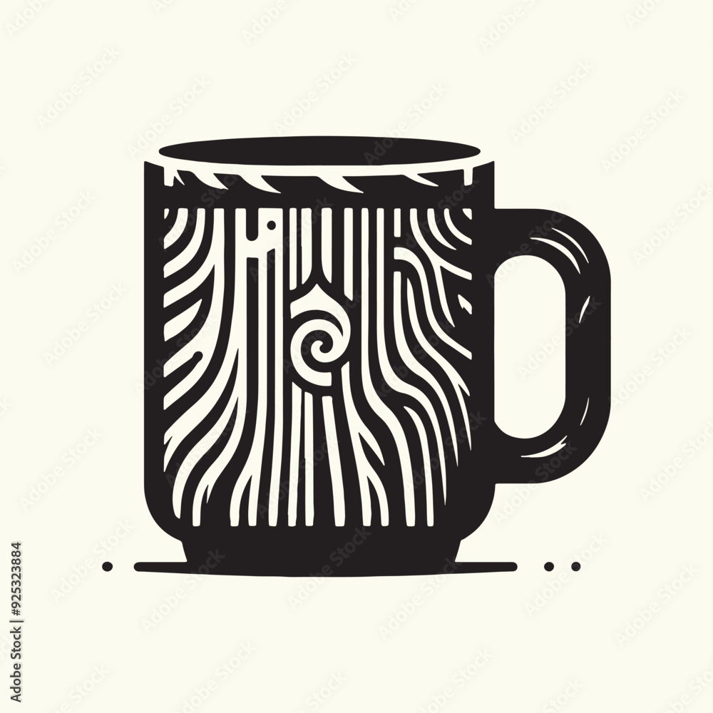 Wooden Mug Silhouette Vector Illustration Wooden Mug Silhouette Vector Illustration