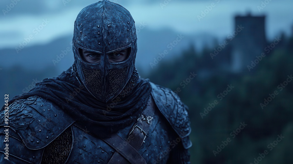 A mysterious knight stands in armor against a moody backdrop, evoking themes of adventure and historical battles. A mysterious knight stands in armor against a moody backdrop, evoking themes of adventure and historical battles.