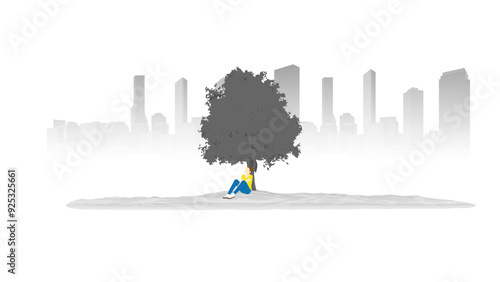 The concept of the environment of trees in a gray city