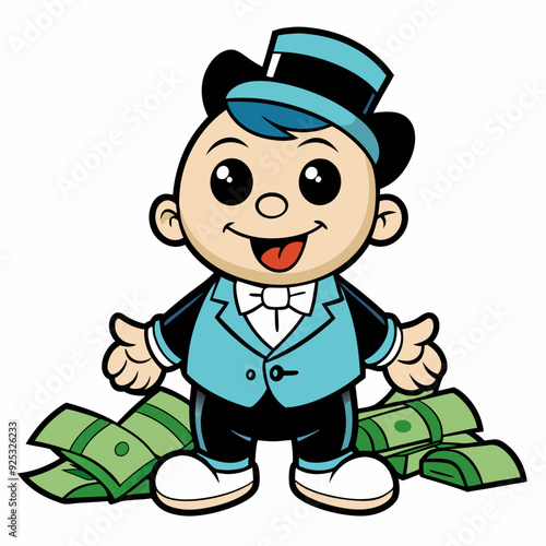 BABYBOY character, estilo Mr monopoly  art vector illustration