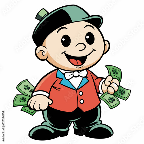 BABYBOY character, estilo Mr monopoly  art vector illustration