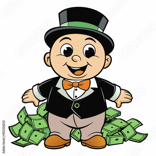 BABYBOY character, estilo Mr monopoly  art vector illustration