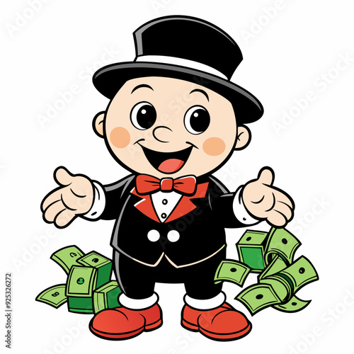 BABYBOY character, estilo Mr monopoly  art vector illustration