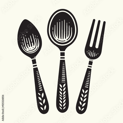 Wooden Spoon Silhouette Vector Illustration