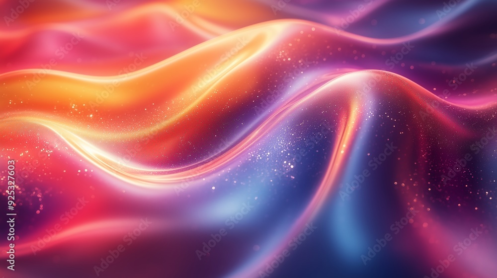 Colorful waves of fabric flowing gracefully in a soft gradient during golden hour Colorful waves of fabric flowing gracefully in a soft gradient during golden hour
