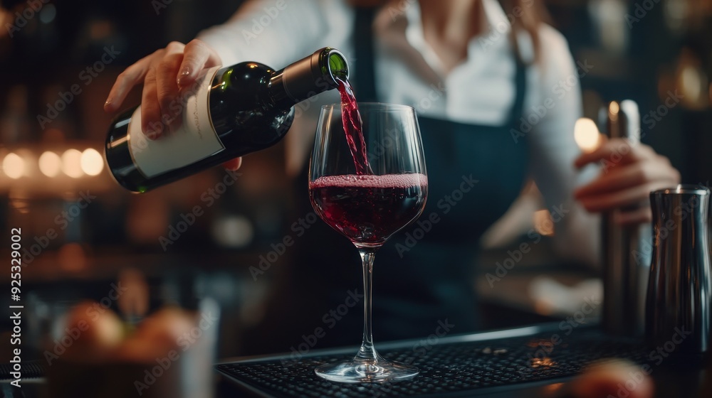 Bartender Pouring Red Wine Bartender Pouring Red Wine
