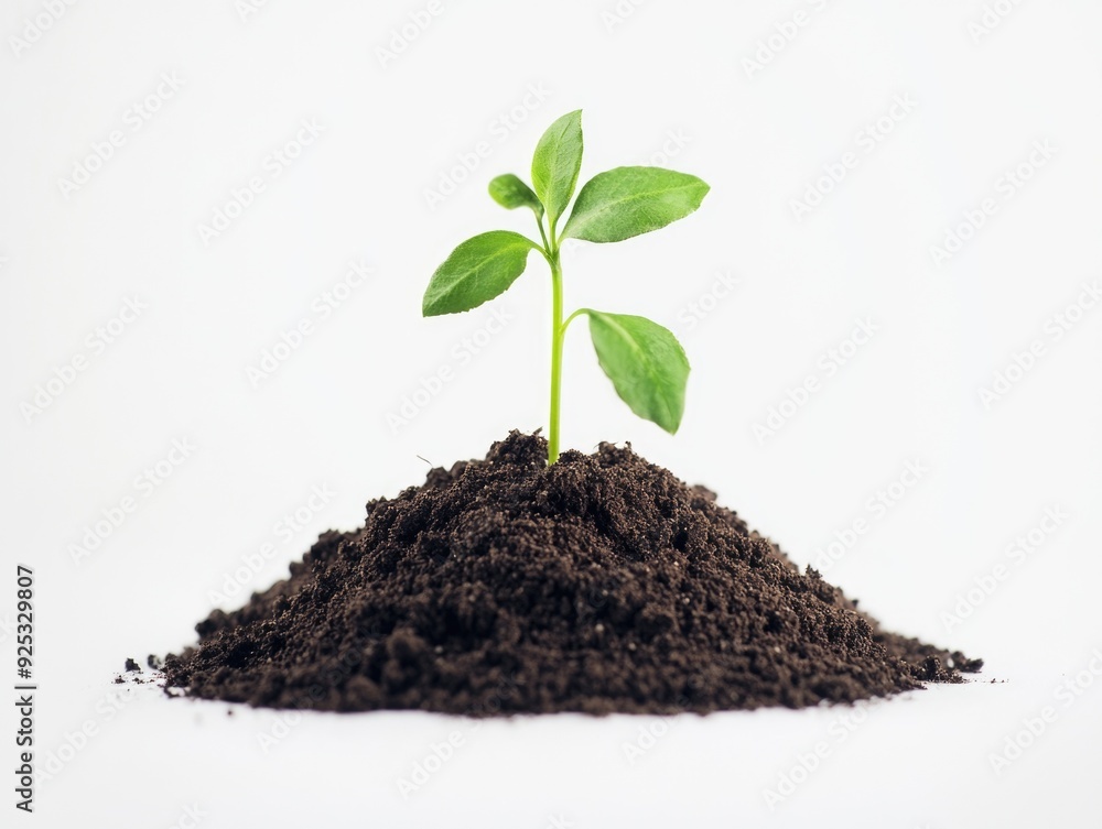 A new plant sprout with fresh soil around it, signifying the beginning of plant growth. A new plant sprout with fresh soil around it, signifying the beginning of plant growth.