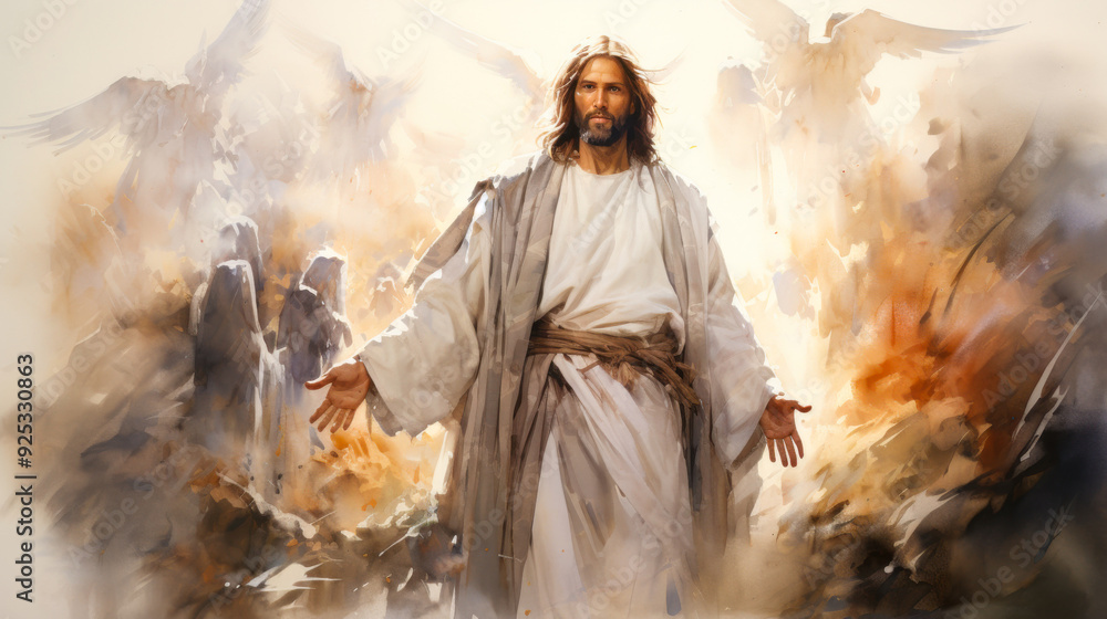 Jesus with angels and light Jesus with angels and light
