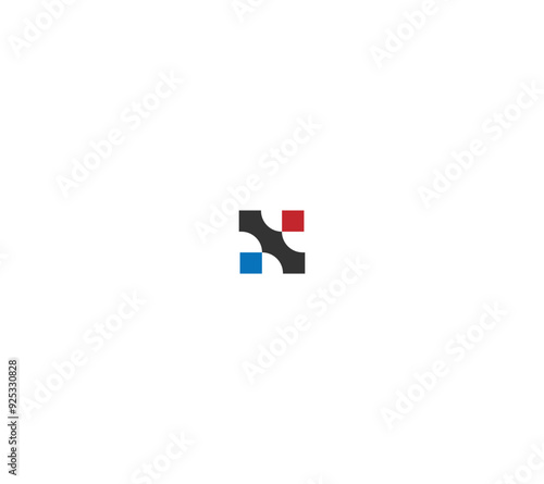 Letter N or X Medical Healthcare Logo in Pixel square shape, suitable for medical brands.  photo