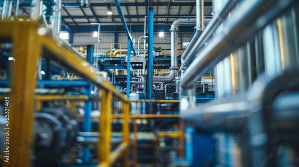Industrial Factory Interior with Piping and Machinery Industrial Factory Interior with Piping and Machinery