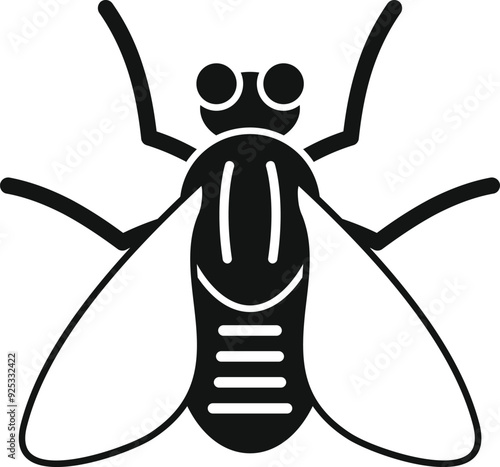 Housefly spreading germs icon in solid black flat style