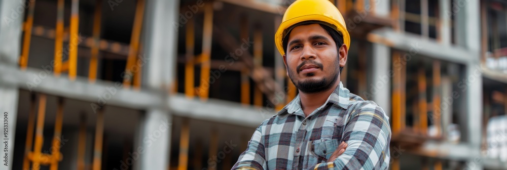 An engineer in a hard hat stands confidently in front of a construction site, signifying leadership and commitment to the project. An engineer in a hard hat stands confidently in front of a construction site, signifying leadership and commitment to the project.
