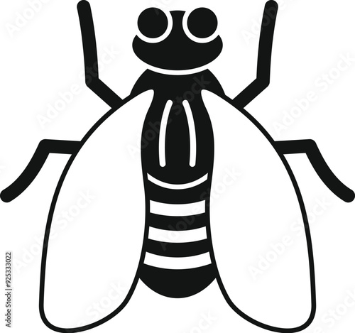Black and white house fly spreading disease with wings open