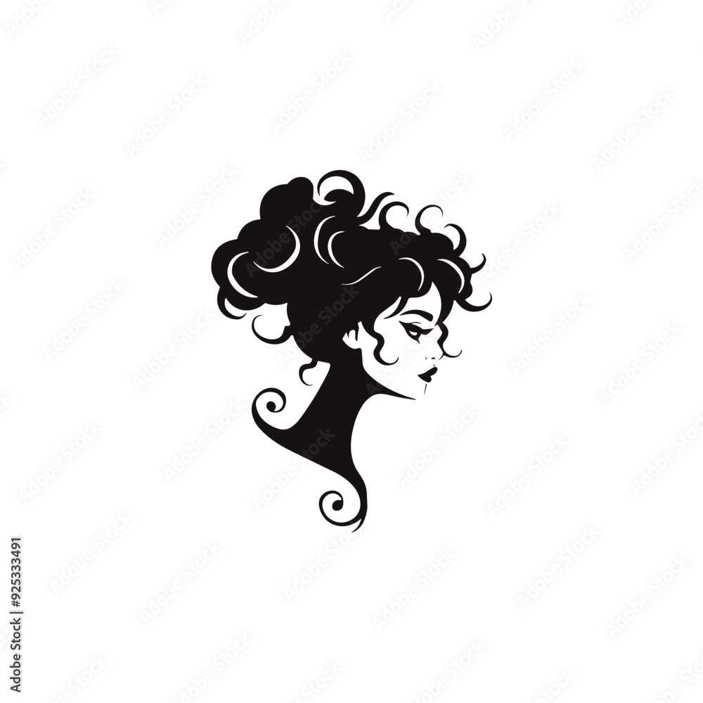 Curly hair woman logo, aesthetics Curly hair woman logo, aesthetics