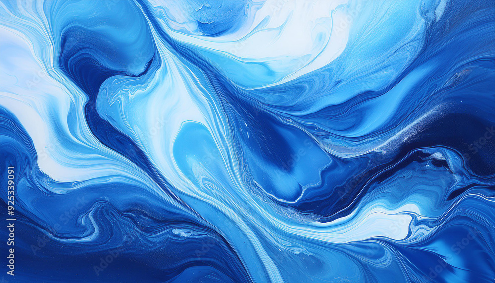 Naklejka premium Abstract creative art with blue liquid flow. Modern contemporary artwork. Fluid acrylic painting.