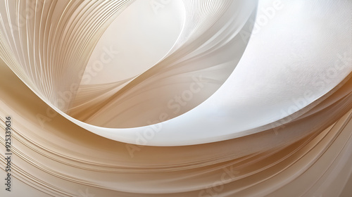 Abstract background with curved paper, in beige and white colors