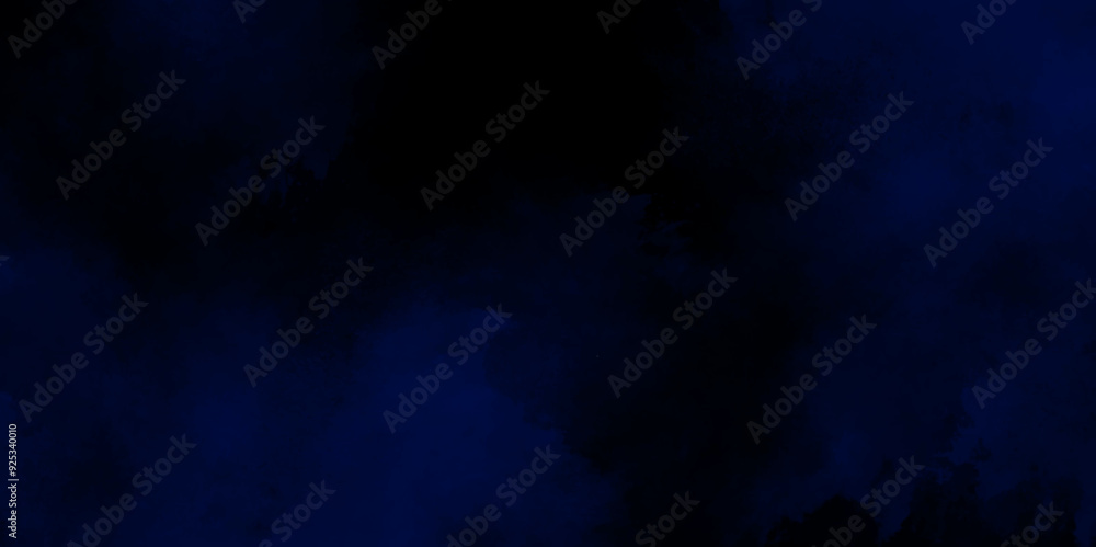 Obraz premium Colorful winter blue ink and watercolor textures on white paper background. Light ink canvas for modern creative grunge design. Watercolor on deep dark blue paper black background. 