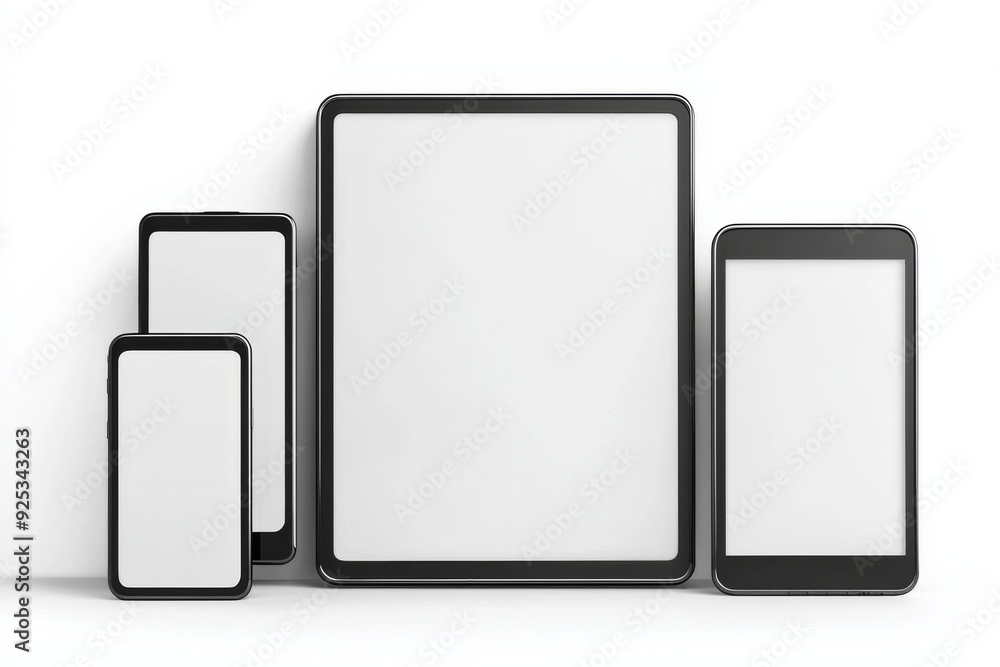 Multiple responsive screen and mobile devices mockup created with Generative AI