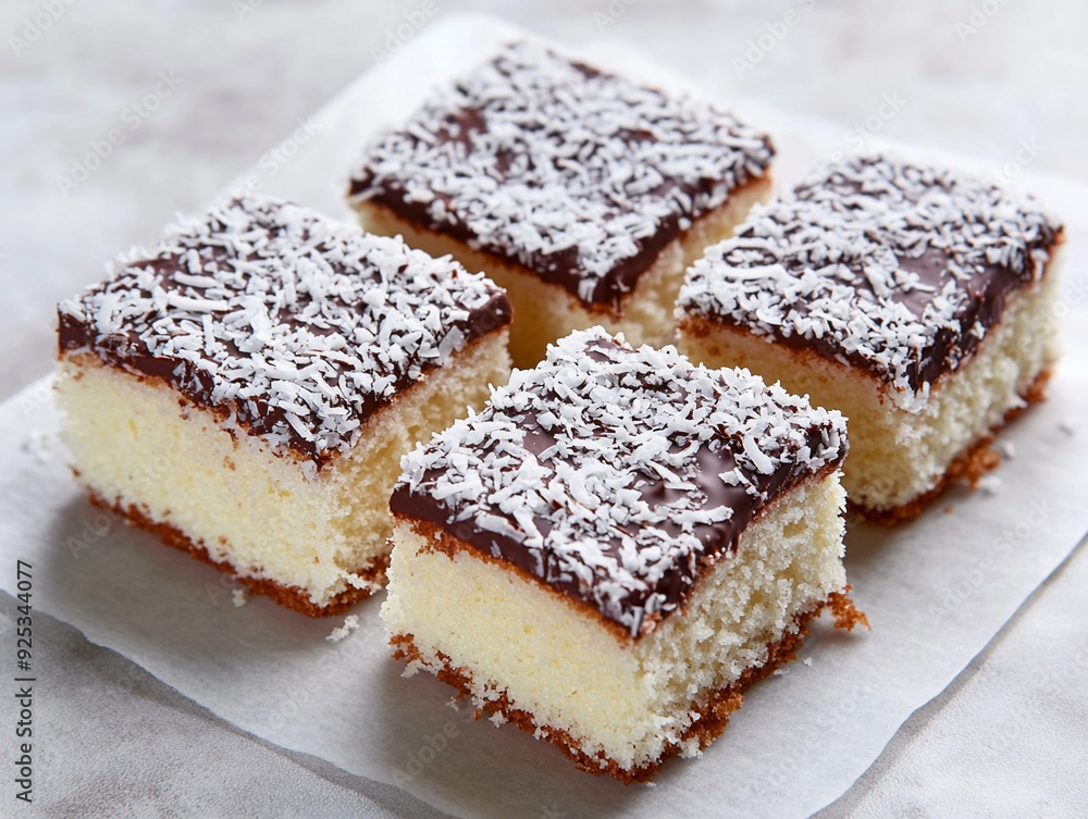 Australian Lamington dessert with chocolate glaze. Australian Lamington dessert with chocolate glaze.