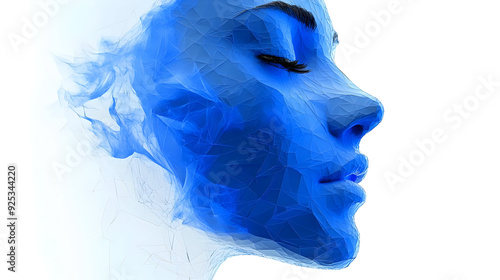 A stylized blue silhouette of a woman's face, emphasizing artistic expression and abstraction. photo