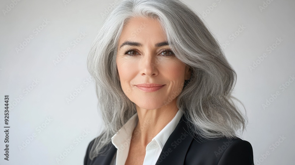 Smiling beautiful mature business woman standing isolated on white background. Older senior businesswoman, 60s grey haired lady professional coach looking at camera, close up face headshot portrait Smiling beautiful mature business woman standing isolated on white background. Older senior businesswoman, 60s grey haired lady professional coach looking at camera, close up face headshot portrait