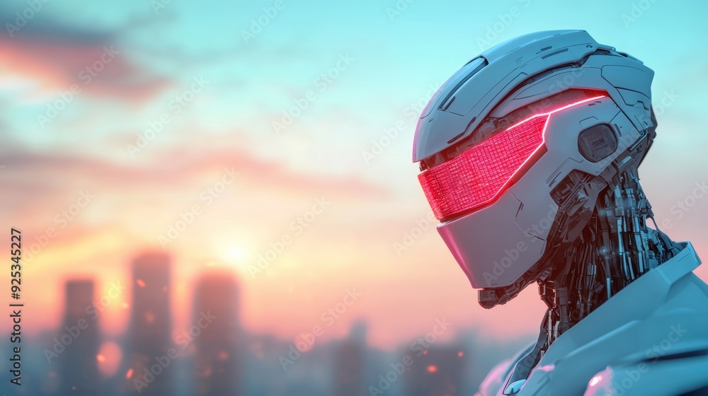 A futuristic robot with advanced technology, standing amidst a cityscape, representing the power of artificial intelligence. A futuristic robot with advanced technology, standing amidst a cityscape, representing the power of artificial intelligence.