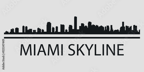 The city skyline. Miami. Silhouettes of buildings. Vector on a gray background