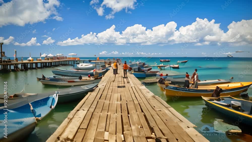 A vibrant painting of a busy fishing pier filled with colorful boats and fishermen A bustling fishing pier filled with colorful boats and eager anglers A vibrant painting of a busy fishing pier filled with colorful boats and fishermen A bustling fishing pier filled with colorful boats and eager anglers