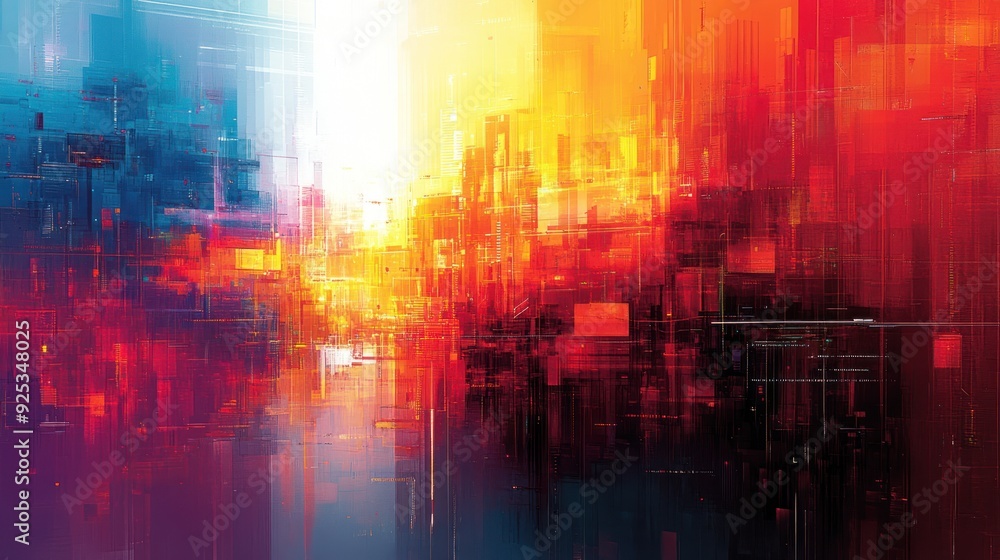 Naklejka premium Abstract Cityscape with Vibrant Colors