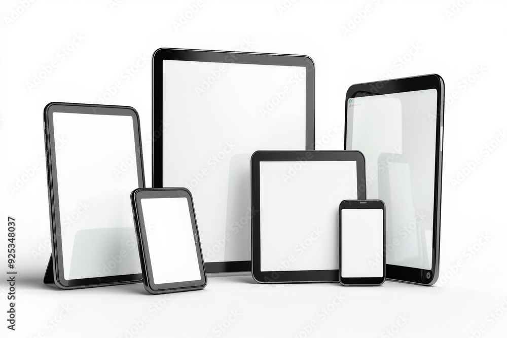 Multiple responsive screen and mobile devices mockup created with Generative AI Multiple responsive screen and mobile devices mockup created with Generative AI