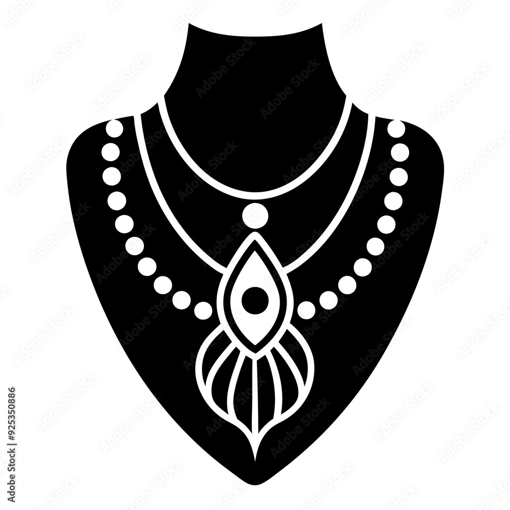 Gold-necklace- silhouette and black art vector illustration Gold-necklace- silhouette and black art vector illustration