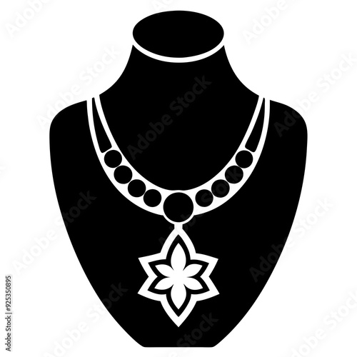Gold-necklace- silhouette and black  art vector illustration