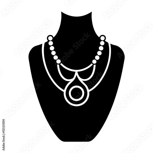 Gold-necklace- silhouette and black  art vector illustration
