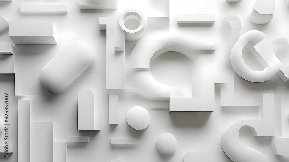 A textured arrangement of white geometric shapes on a flat surface. A textured arrangement of white geometric shapes on a flat surface.