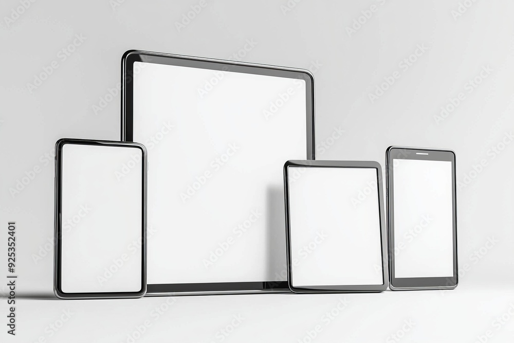 Multiple responsive screen and mobile devices mockup created with Generative AI Multiple responsive screen and mobile devices mockup created with Generative AI