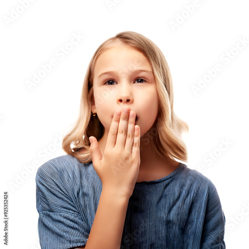 Surprised Blonde Girl Covering Mouth: Expressive Close-Up