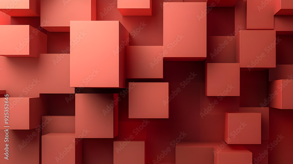 A textured surface featuring various 3D red cubes of different sizes and arrangements. A textured surface featuring various 3D red cubes of different sizes and arrangements.