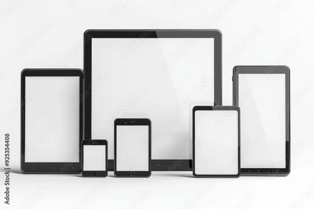 Multiple responsive screen and mobile devices mockup created with Generative AI Multiple responsive screen and mobile devices mockup created with Generative AI