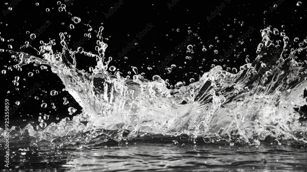 Black and white photo of a dramatic water splash. Black and white photo of a dramatic water splash.