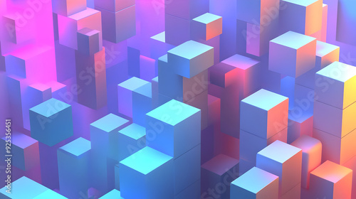 A vibrant 3D abstract composition of colorful cubes creating a dynamic visual effect.