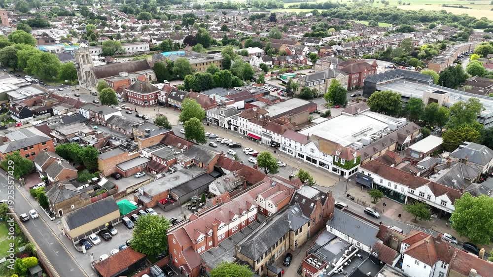High Street Epping Town centre Essex UK drone,aerial 4K footage High Street Epping Town centre Essex UK drone,aerial 4K footage