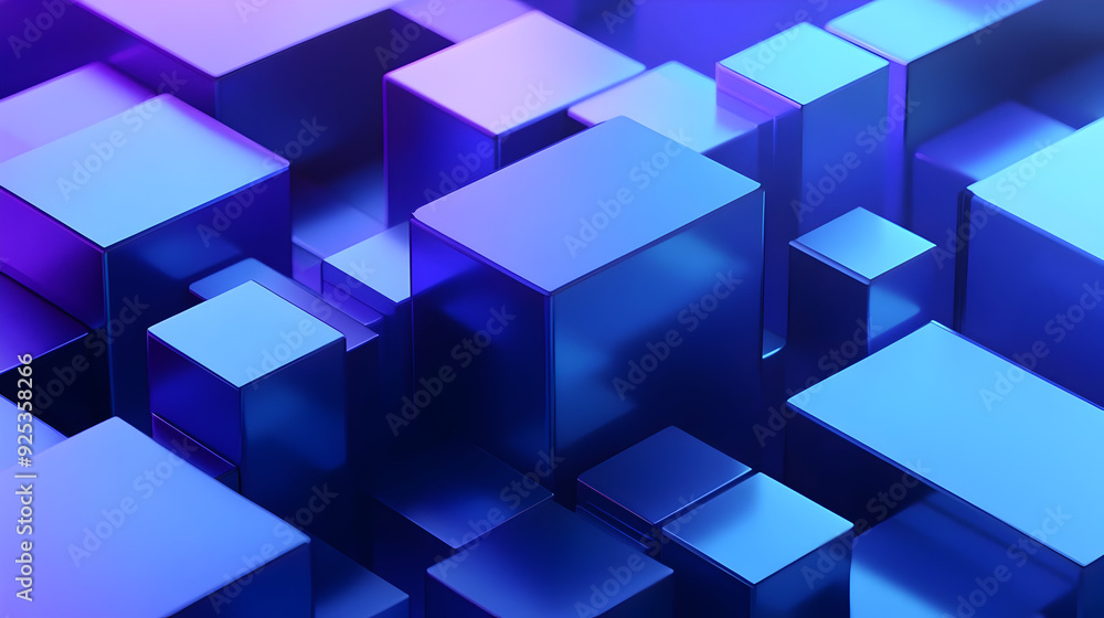 A vibrant abstract composition of blue and purple geometric shapes. A vibrant abstract composition of blue and purple geometric shapes.